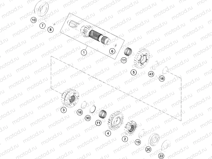 TRANSMISSION I - MAIN SHAFT|Engine|33
