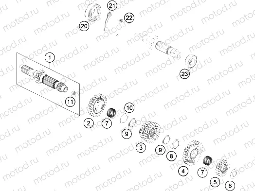 TRANSMISSION I - MAIN SHAFT|Engine|33