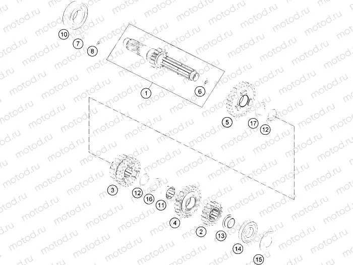 TRANSMISSION I - MAIN SHAFT|Engine|33
