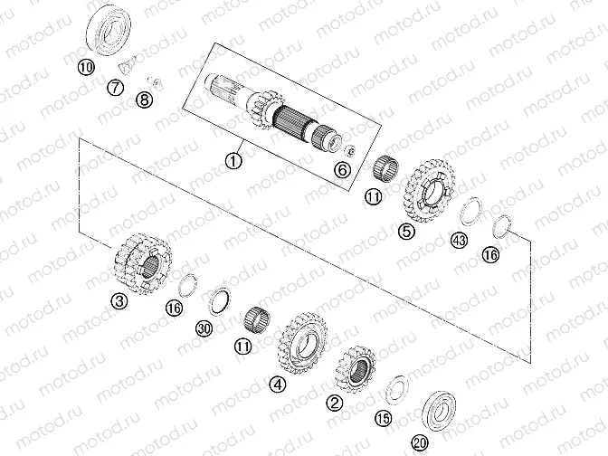 TRANSMISSION I - MAIN SHAFT|Engine|33