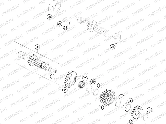 TRANSMISSION I - MAIN SHAFT|Engine|33