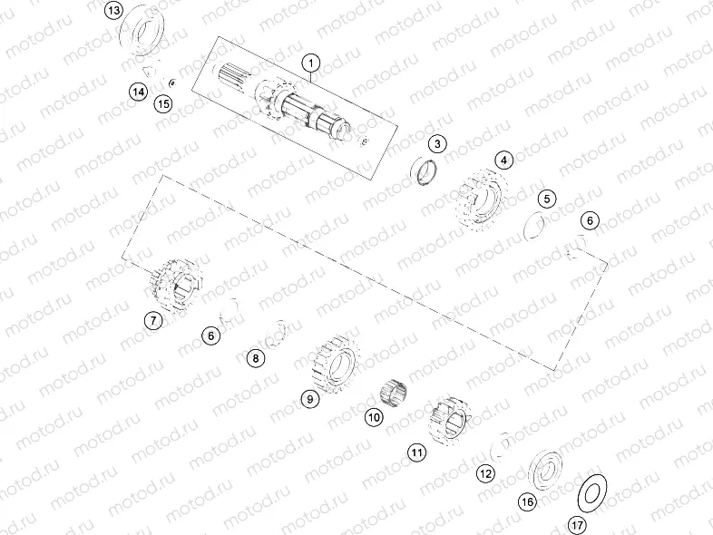 TRANSMISSION I - MAIN SHAFT|Engine|33