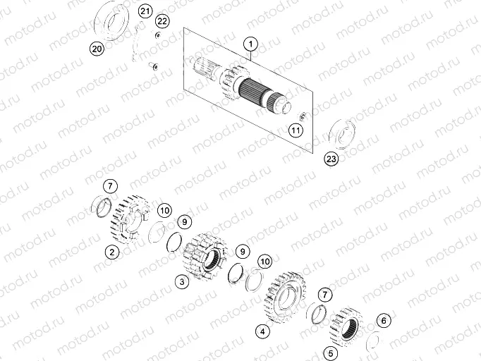 TRANSMISSION I - MAIN SHAFT|Engine|33