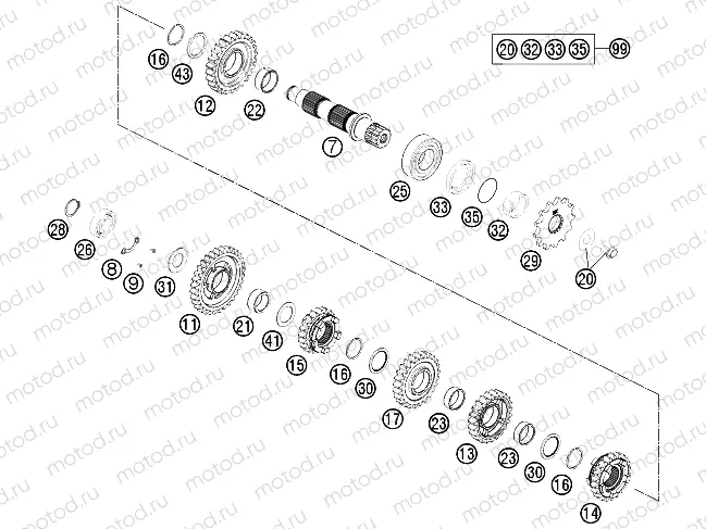 TRANSMISSION II - COUNTERSHAFT|Engine|33