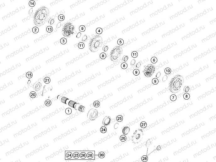 TRANSMISSION II - COUNTERSHAFT|Engine|33