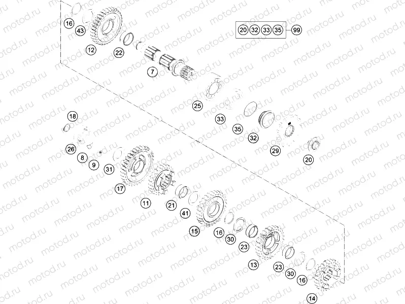 TRANSMISSION II - COUNTERSHAFT|Engine|33