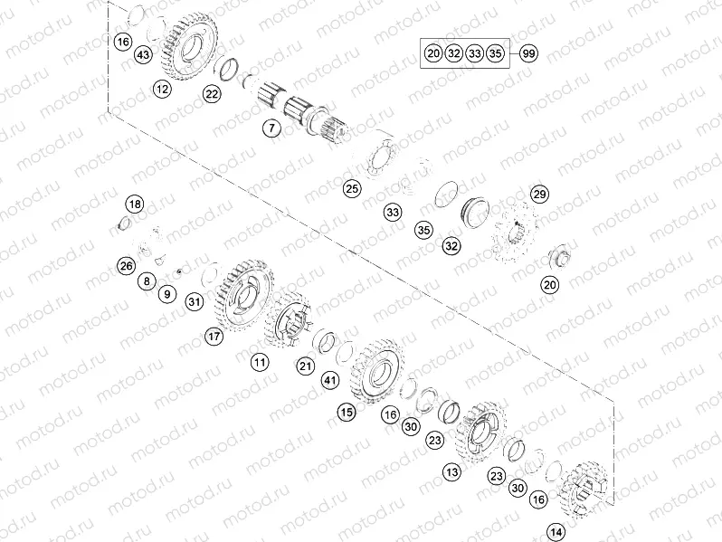 TRANSMISSION II - COUNTERSHAFT|Engine|33