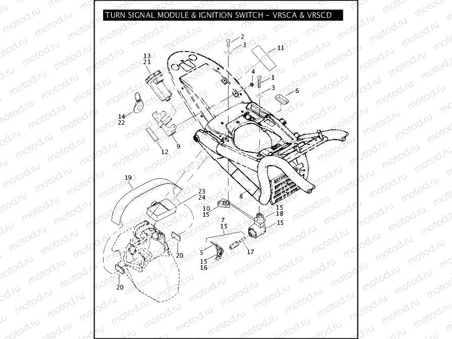 TURN SIGNAL MODULE & IGNITION SWITCH - VRSCA & VRSCD
