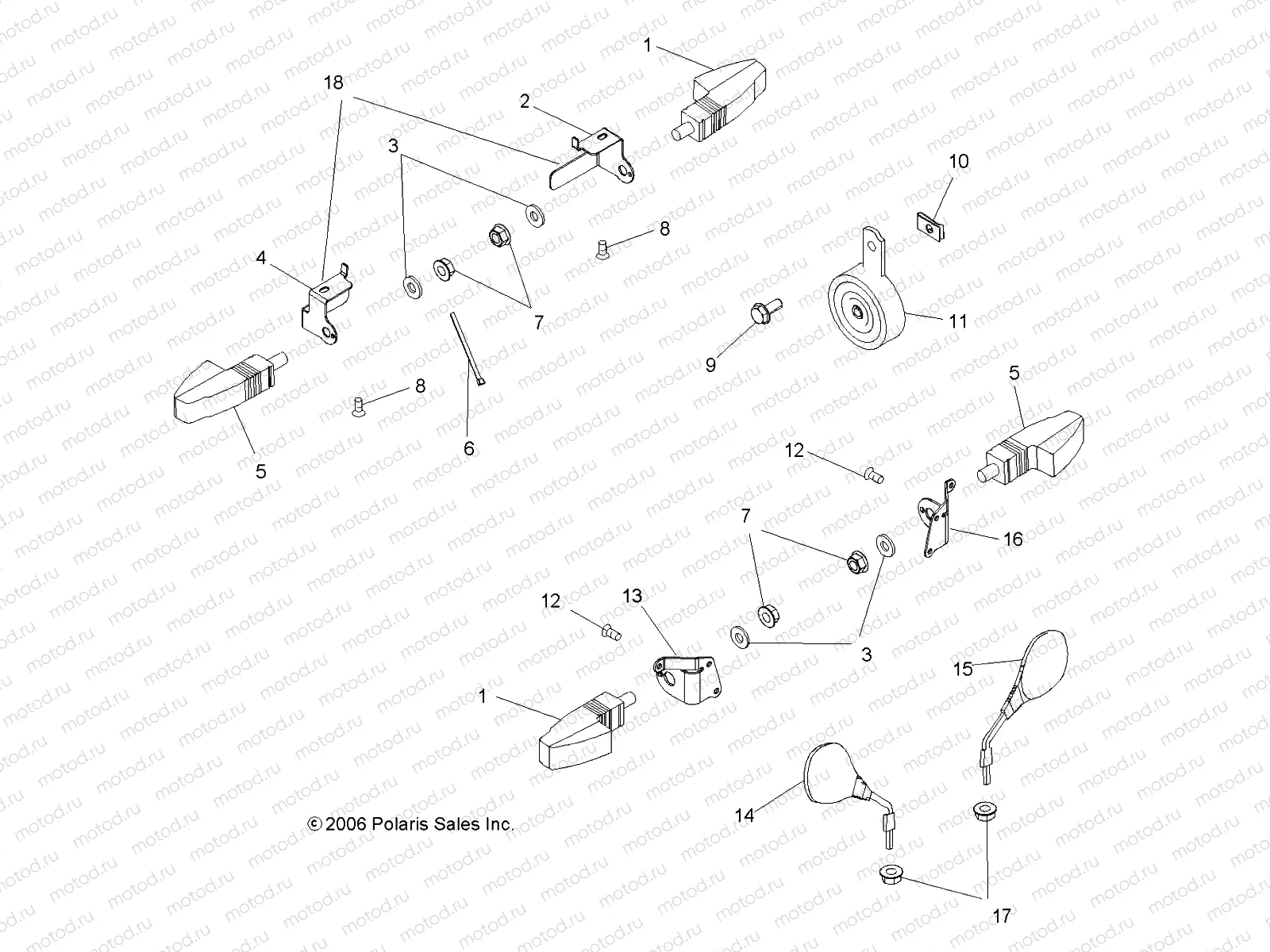TURN SIGNALS and HORN - A07LB27FA/LH27FB (49ATVTURNSIG07HAWKI) | TURN SIGNALS and HORN - A07LB27FA/LH27FB (49ATVTURNSIG07HAWKI)