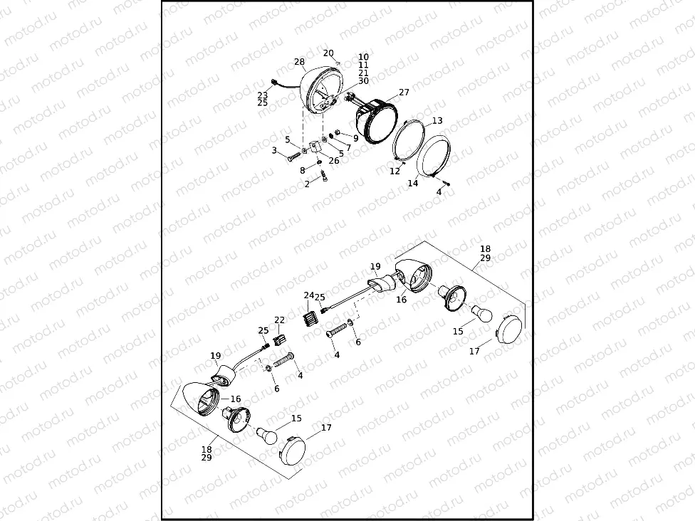 TURN SIGNALS, FRONT AND HEADLAMP - FLRT -AUSTRALIA