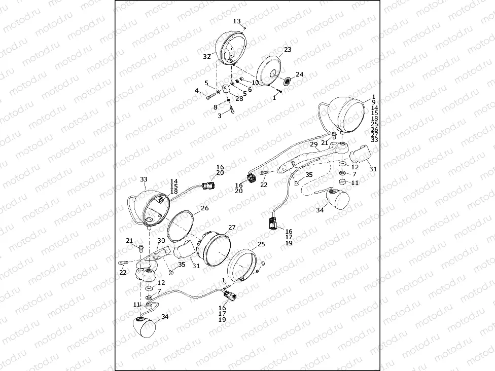 TURN SIGNALS, FRONT AND HEADLAMPS - FLRT (HDI, ENGLAND)