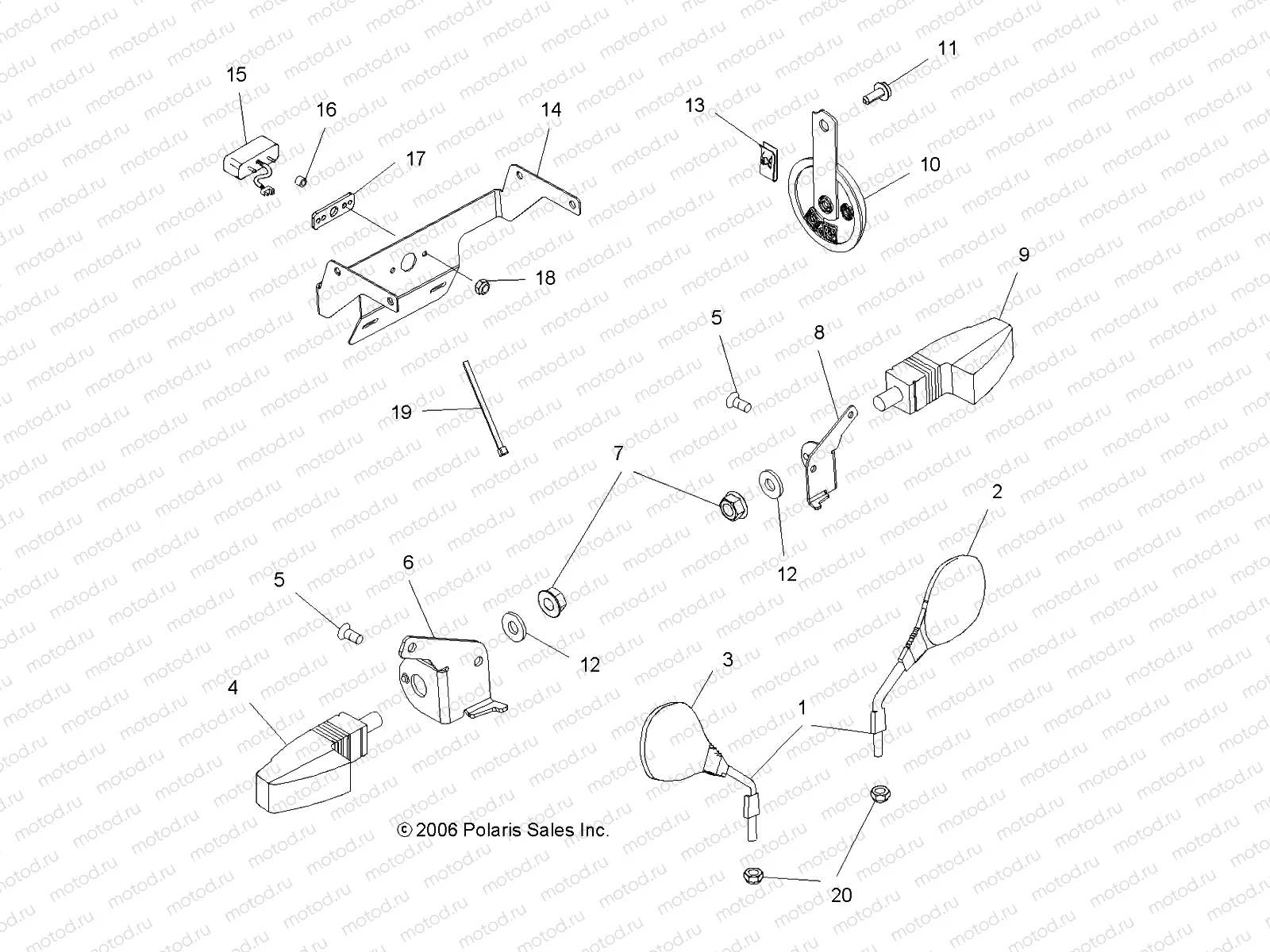 TURN SIGNALS/MIRRORS/HORN - A07MH50FC (49ATVTURNSIG075EFIIN) | TURN SIGNALS/MIRRORS/HORN - A07MH50FC (49ATVTURNSIG075EFIIN)