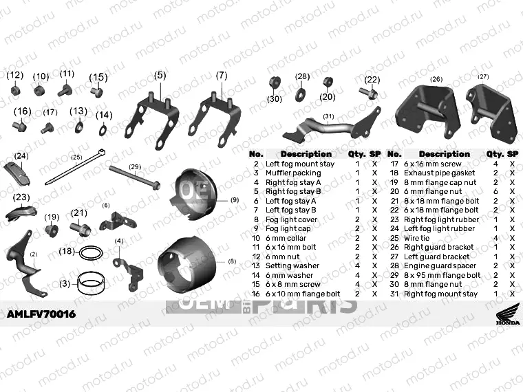 V70-22-06 KIT,FR FOG ATT
