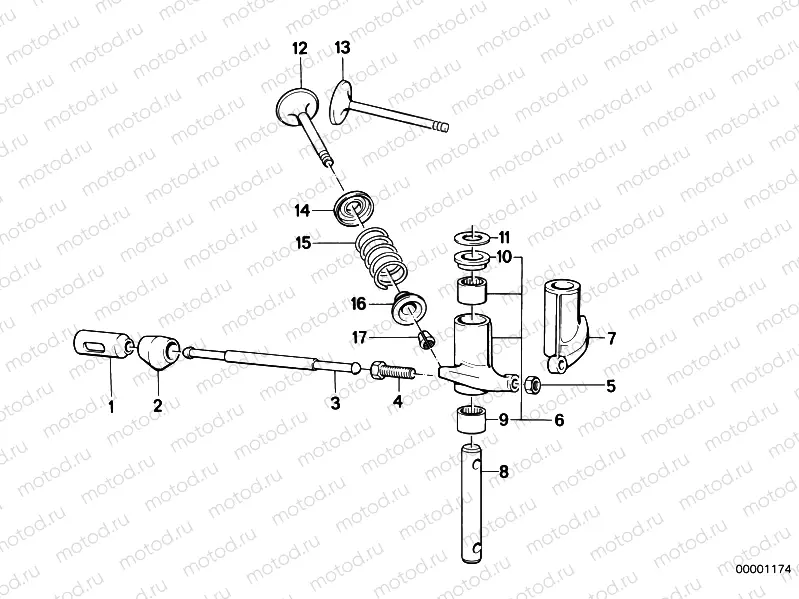 Valves, valve timing gear, rocker arm