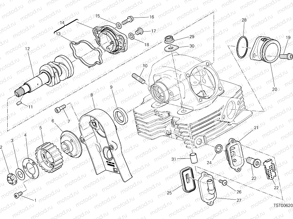 VERTICAL CYLINDER HEAD - TIMING [MOD:SCR800FT]