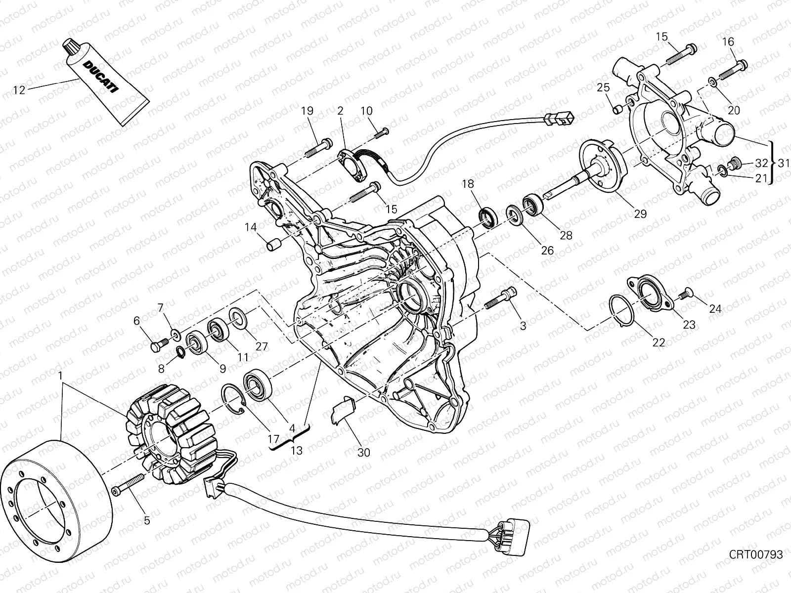 WATER PUMP-ALTR-SIDE CRNKCSE COVER [MOD:M 1200]