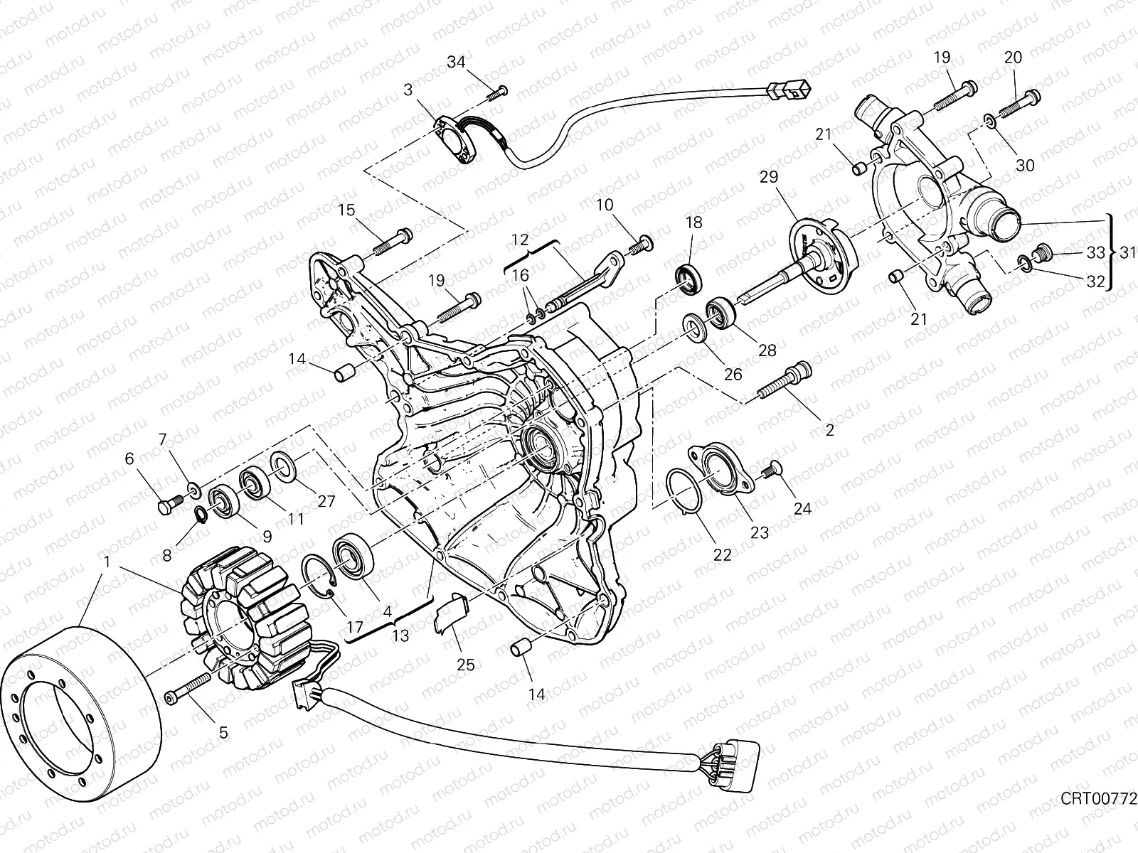 WATER PUMP-ALTR-SIDE CRNKCSE COVER [MOD:M 821]