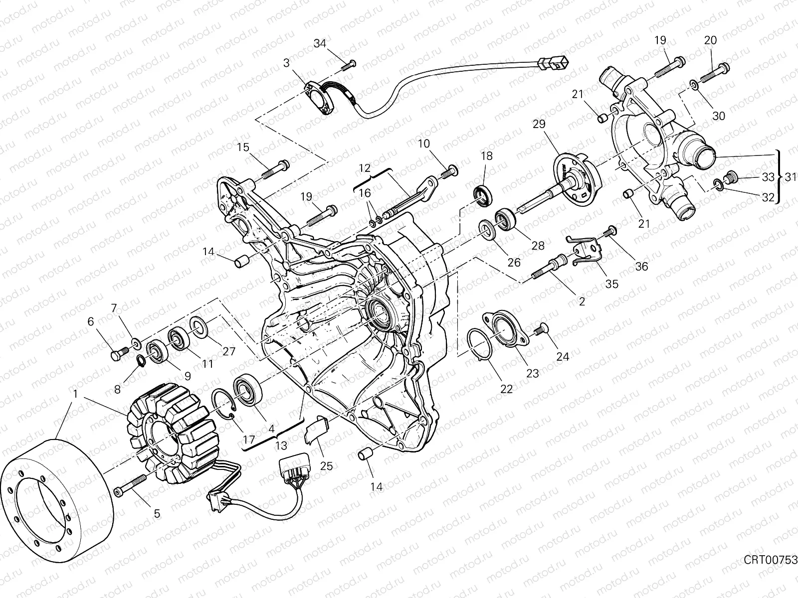 WATER PUMP-ALTR-SIDE CRNKCSE COVER [MOD:SS 939 S]