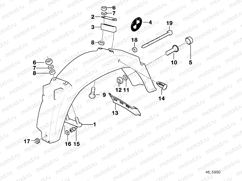 Wheel cover, rear, mounting parts