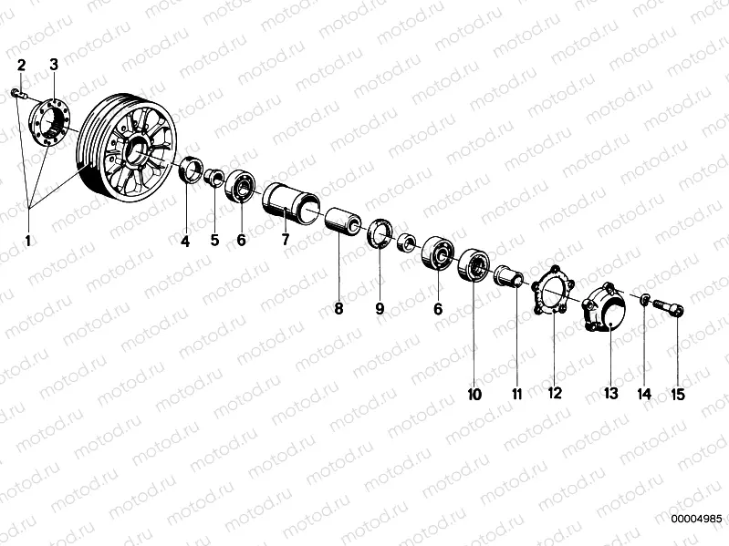 Wheel hub mounting parts rear