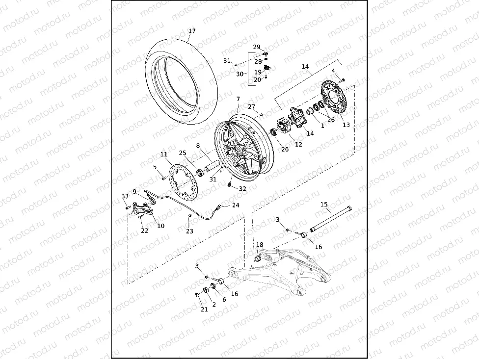 WHEEL, REAR, 5-SPOKE