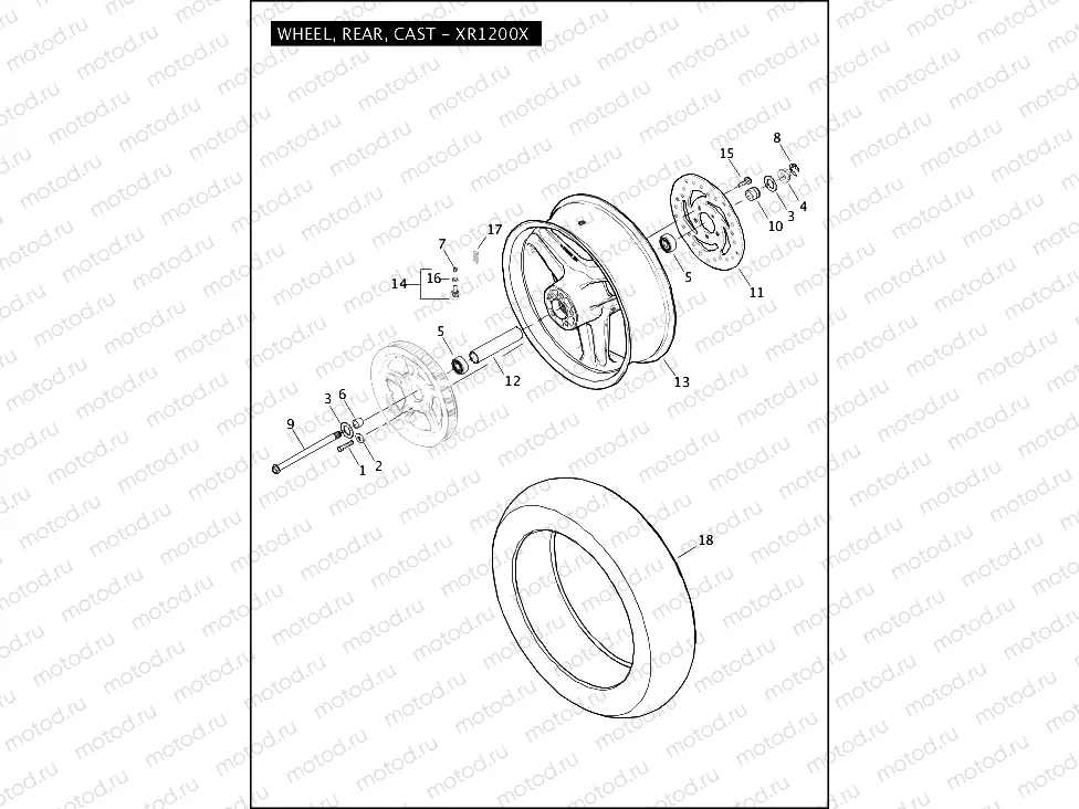 WHEEL, REAR, CAST - XR1200X