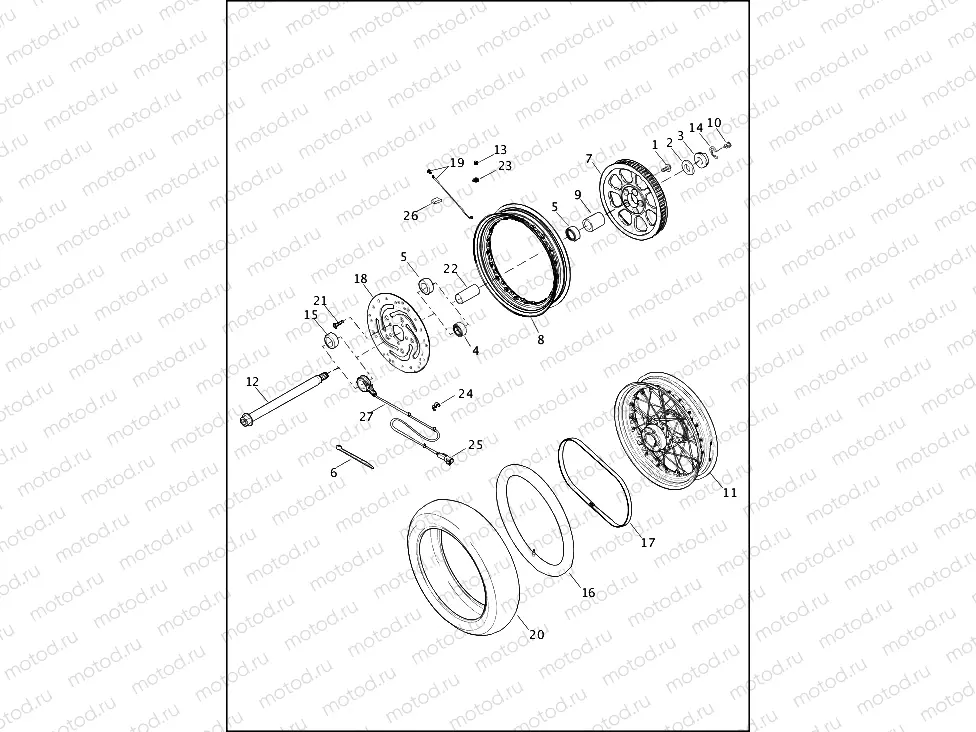 WHEEL, REAR, LACED (1 OF 2)