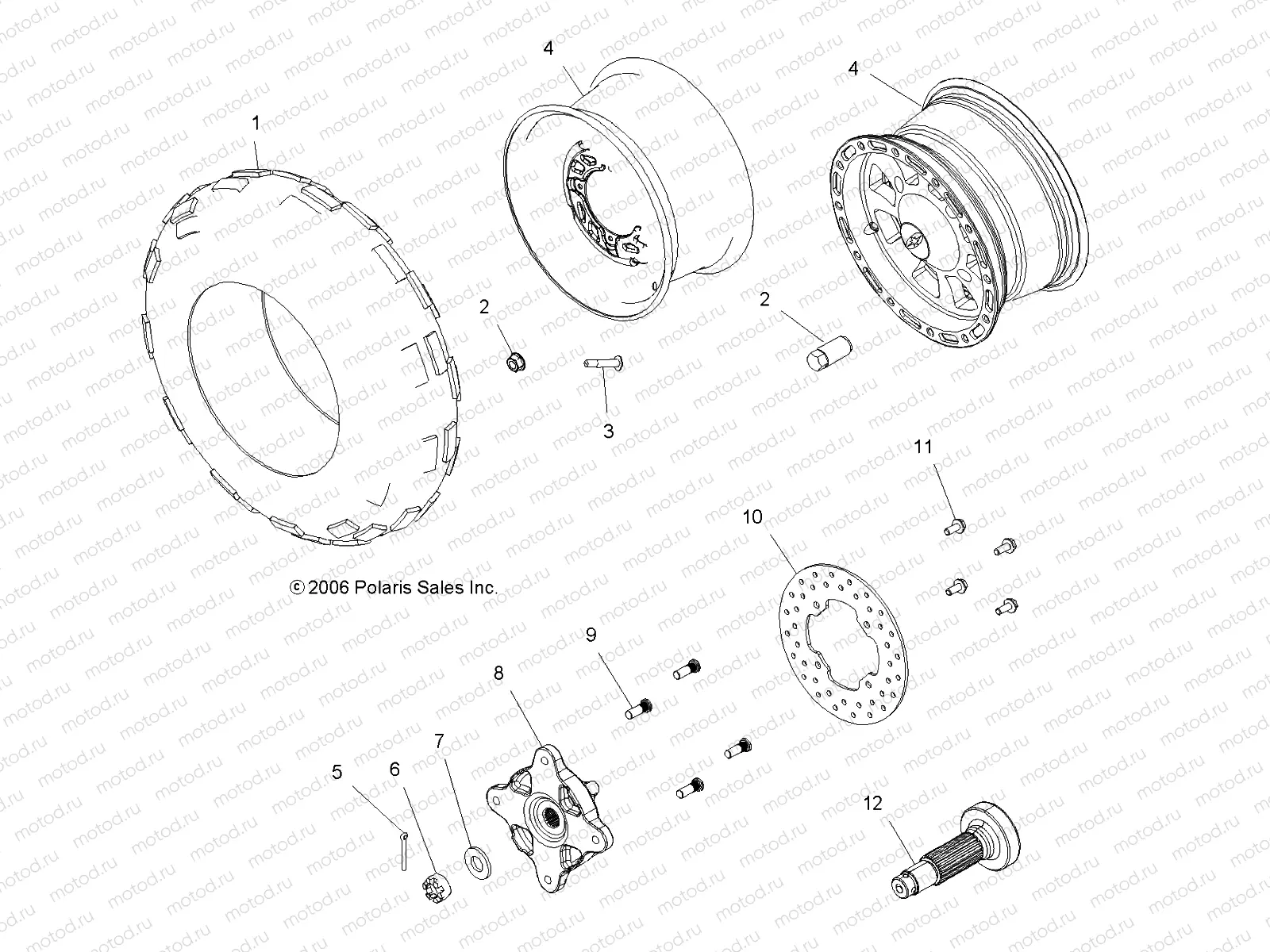 WHEEL | WHEEL, FRONT and BRAKE DISK/HUBS - A07LB27AA/AC/LH27AA/AB/AC/AD/AL (49ATVWHEELFRT07HAWK)