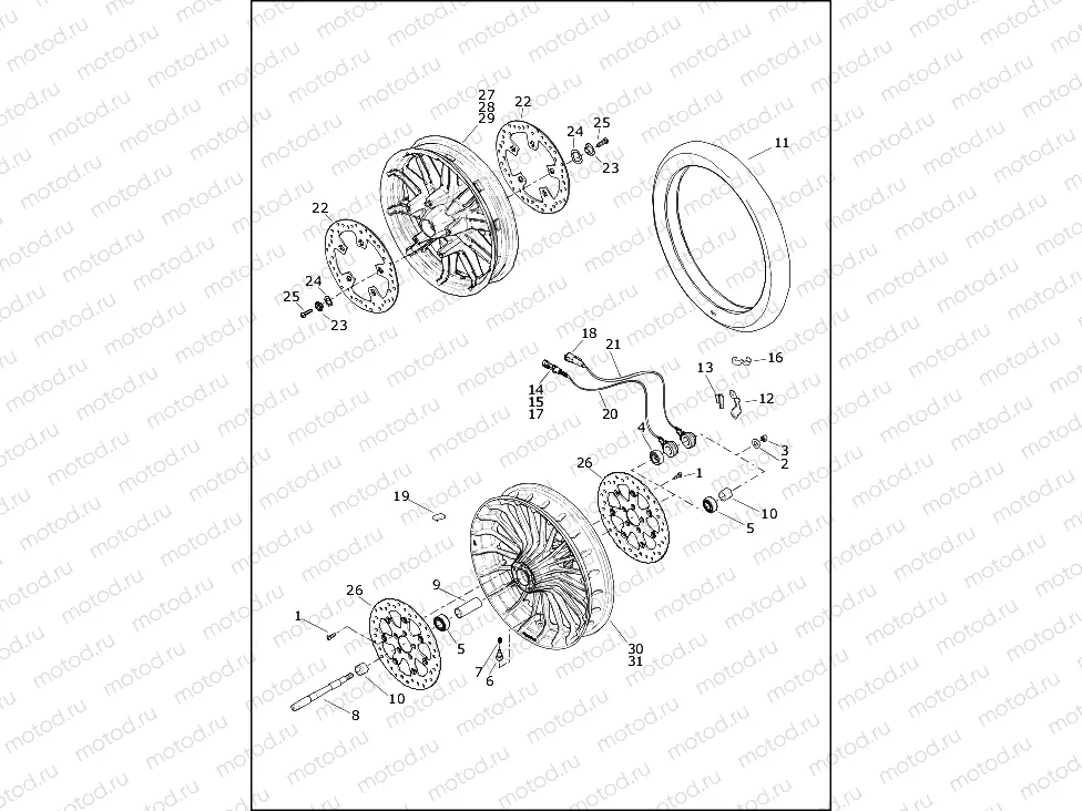 WHEELS, FRONT, CAST (1 OF 2)