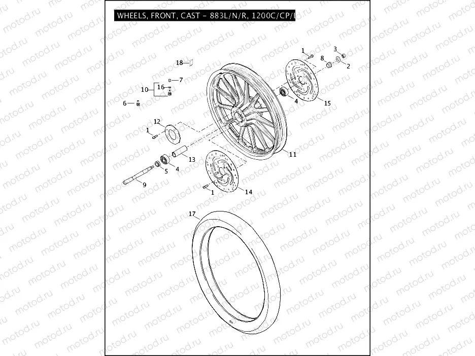 WHEELS, FRONT, CAST - 883L/N/R, 1200C/CP/L