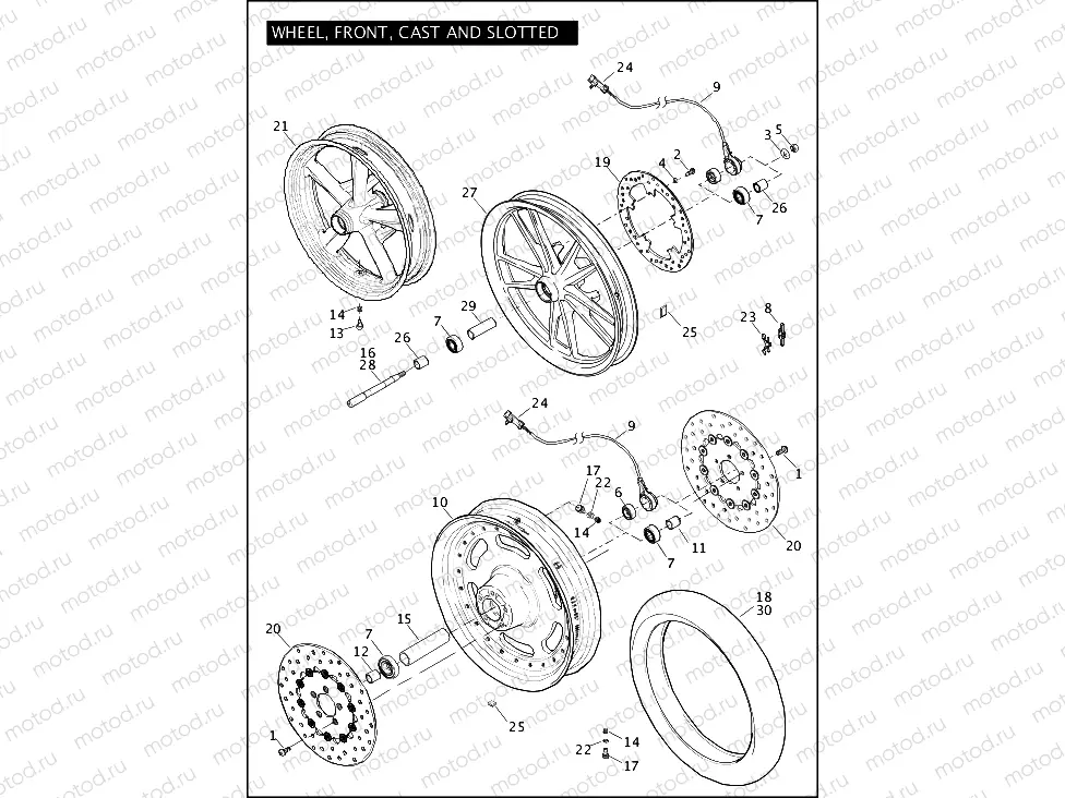 WHEELS, FRONT, CAST & SLOTTED