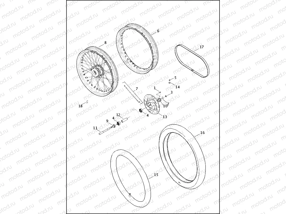 WHEELS, FRONT, LACED - 1200C/CB/CP/V/X