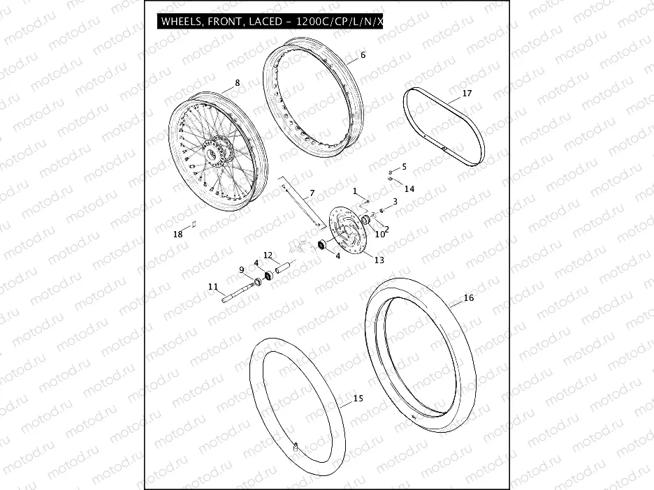 WHEELS, FRONT, LACED - 1200C/CP/L/N/X