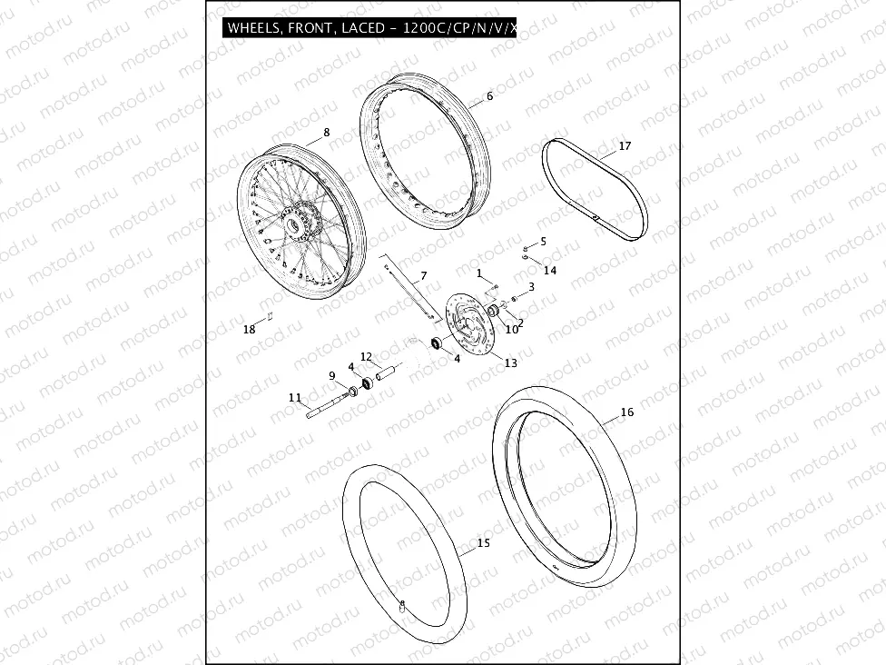 WHEELS, FRONT, LACED - 1200C/CP/N/V/X
