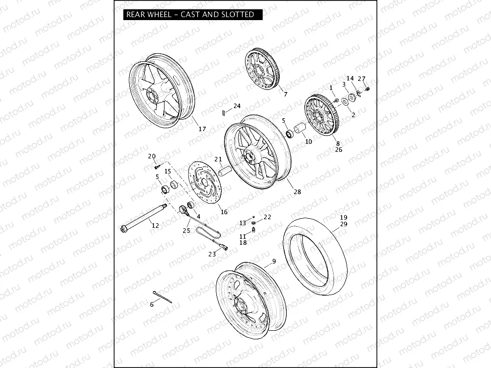 WHEELS, REAR, CAST & SLOTTED
