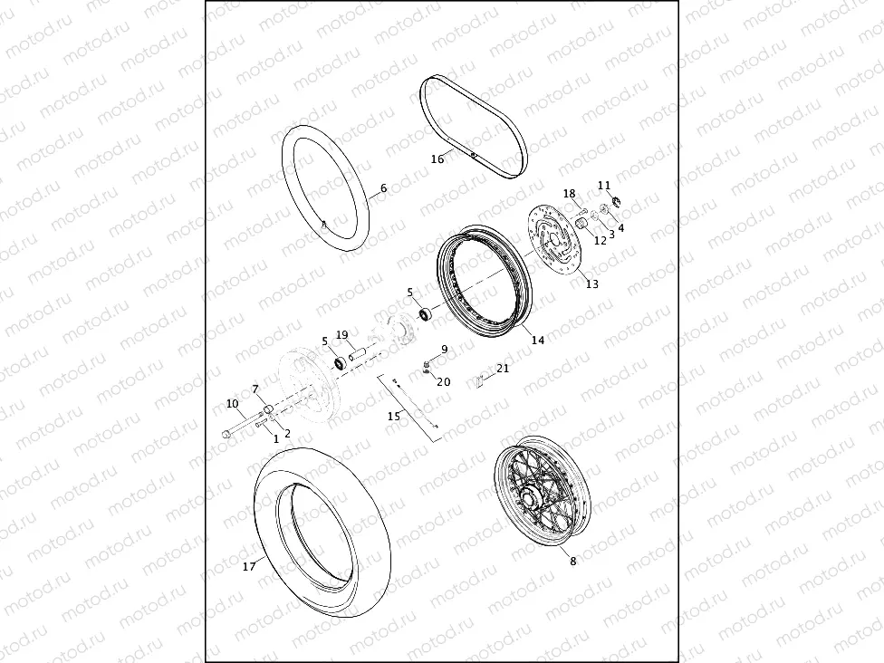 WHEELS, REAR, LACED - 1200C/CB/CP/V/X