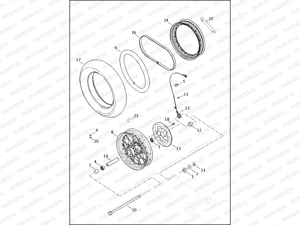 WHEELS, REAR, LACED - 1200C/CB/CP/V/X