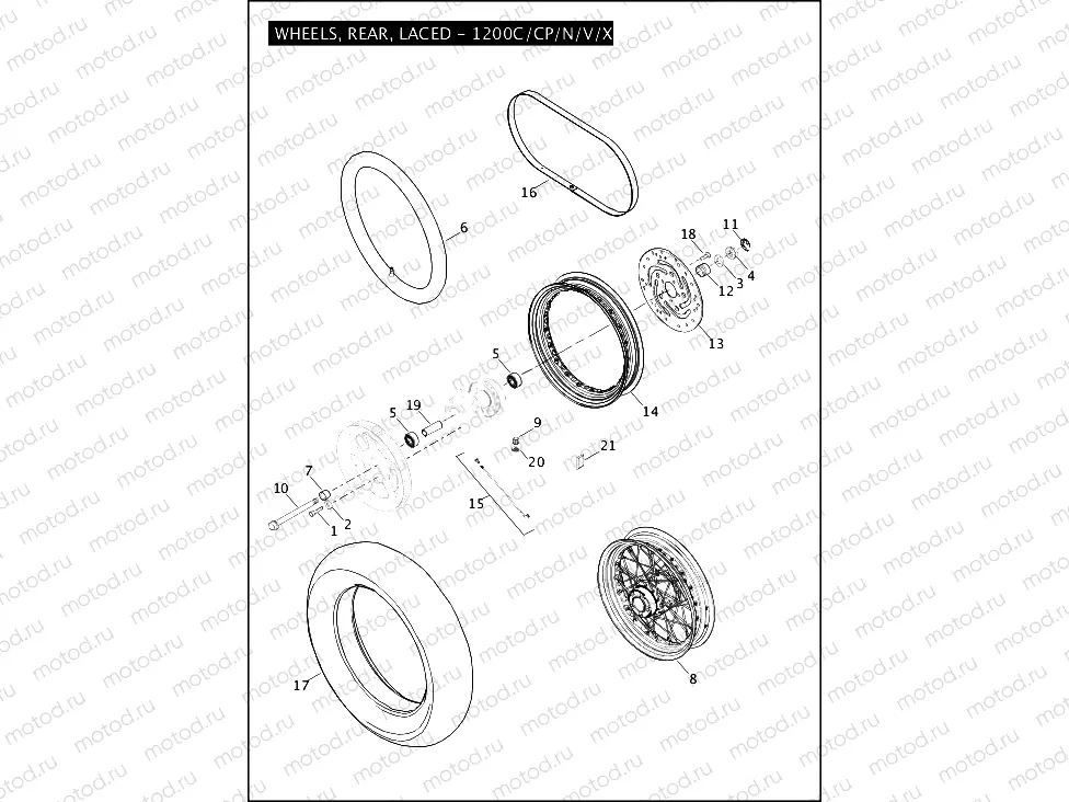 WHEELS, REAR, LACED - 1200C/CP/N/V/X