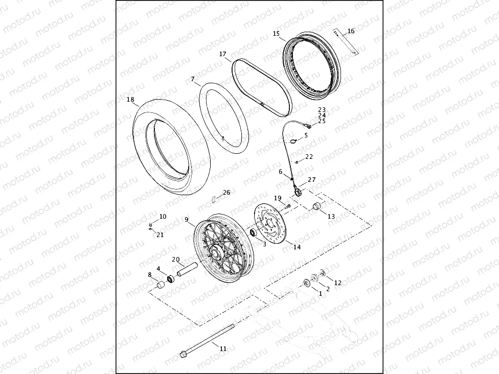 WHEELS, REAR, LACED - XL1200C, XL1200CB