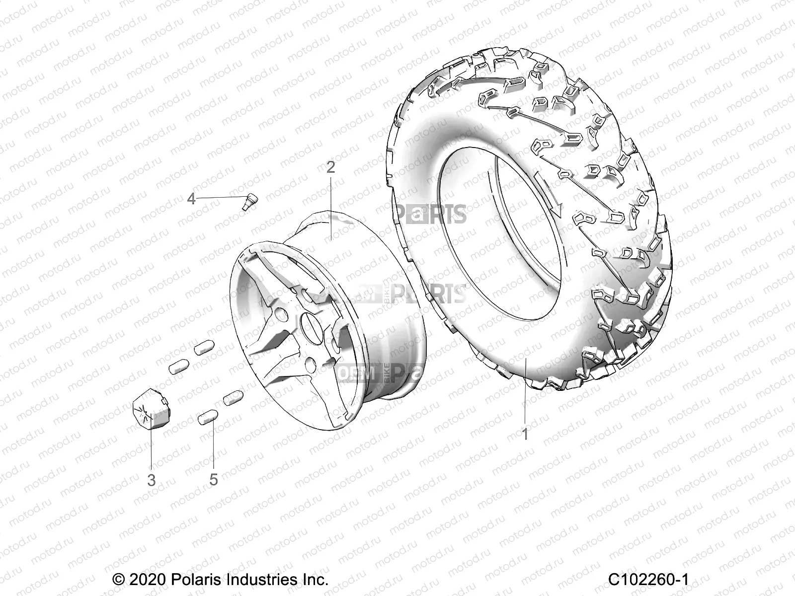 WHEELS | WHEELS, FRONT TIRE - A23SES57FL/CL (C102260-1)