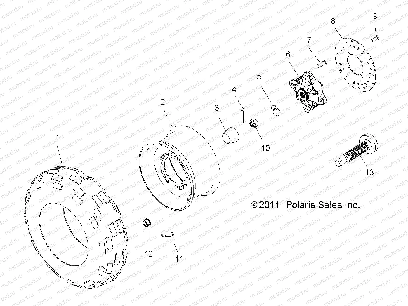 WHEELS | WHEELS, FRONT TIRE and BRAKE DISC - A14MB46TH (49ATVWHEELFRT11HAWK)
