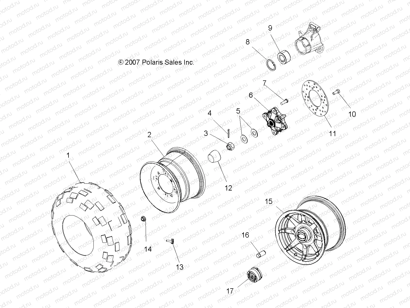 WHEELS | WHEELS, REAR - A08DN50AF/AS/AW/AZ (49ATVWHEELREAR08SPTRG500)