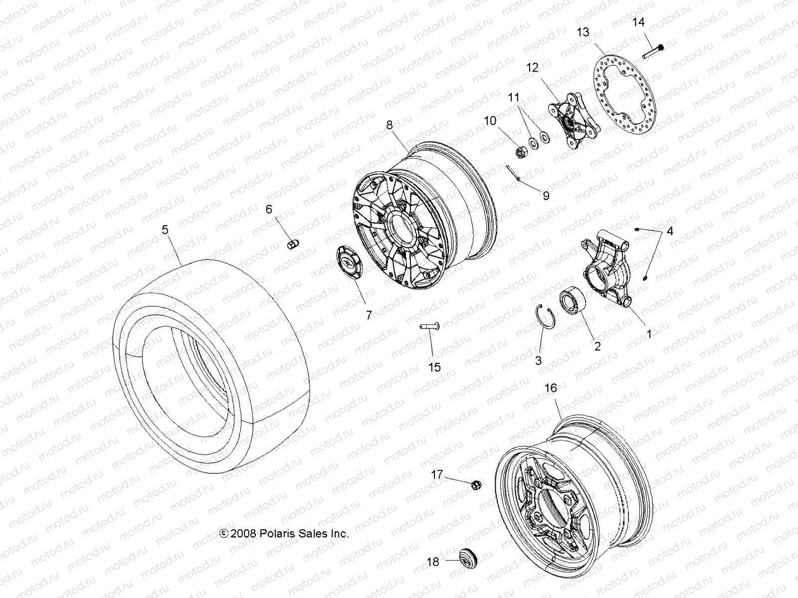 WHEELS | WHEELS, REAR and HUB - A09ZX85/8X ALL OPTIONS (49ATVWHEELREAR09SPXP550)