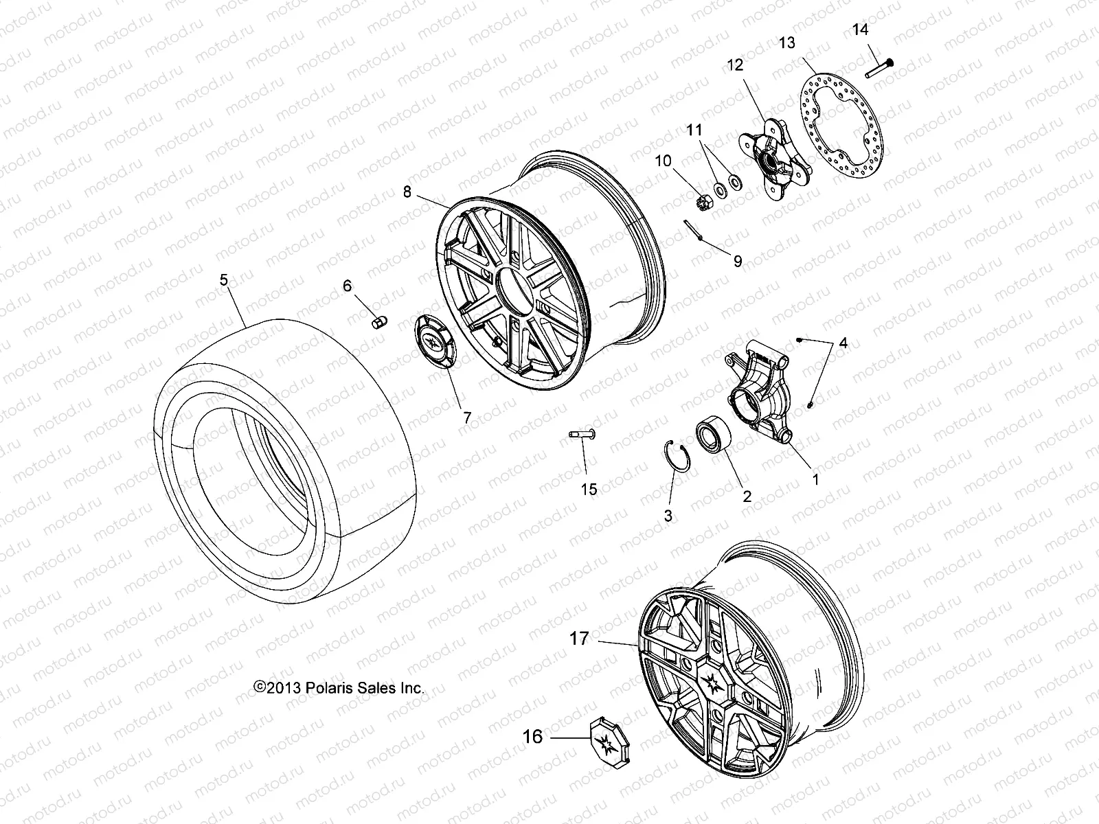 WHEELS | WHEELS, REAR and HUB - A14ZN8EAI/M/P/S (49ATVWHEELRR14SPTRG)