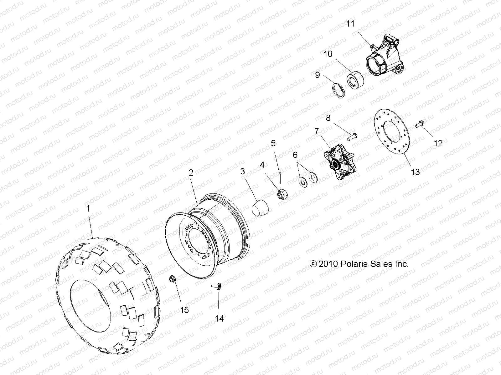 WHEELS | WHEELS, REAR TIRE and BRAKE DISC - A14MB46TH (49ATVWHEELREAR11SP500)