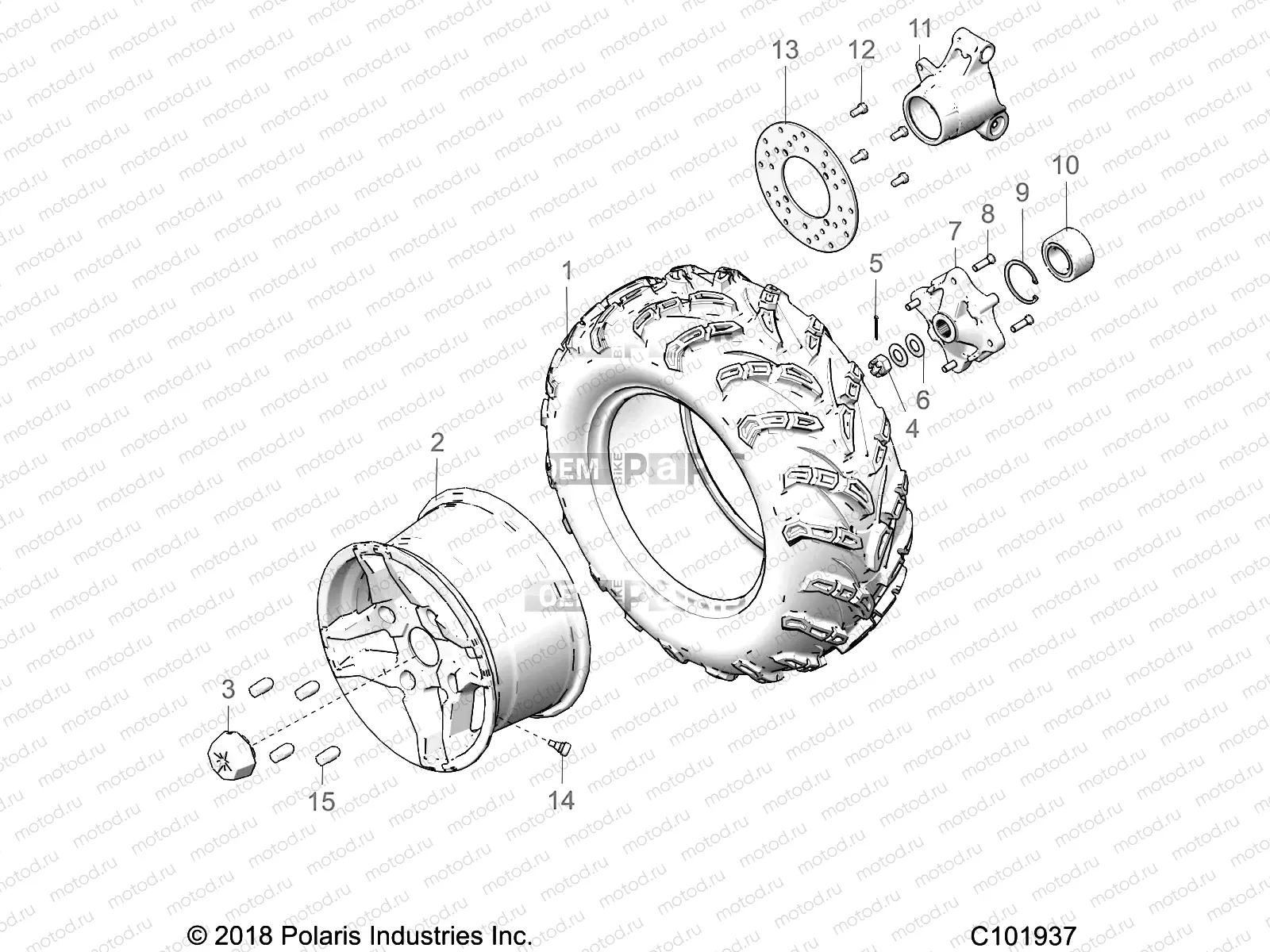 WHEELS | WHEELS, REAR TIRE and BRAKE DISC - A19SJS57CH (C101937)