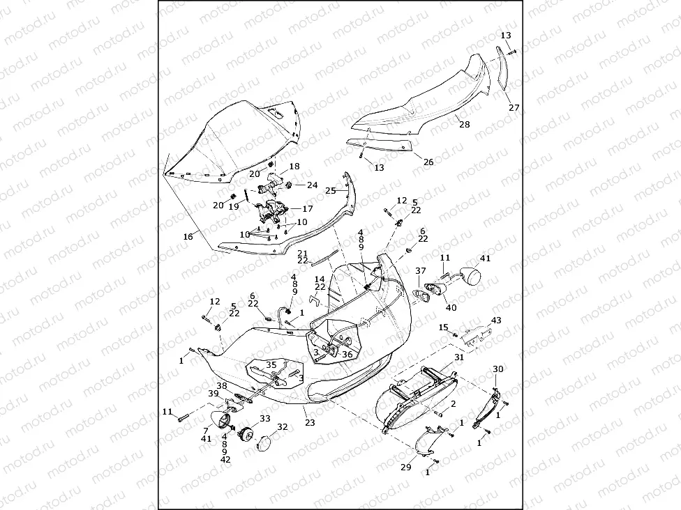 WINDSHIELD, FAIRING AND HEADLAMP (1 OF 2)
