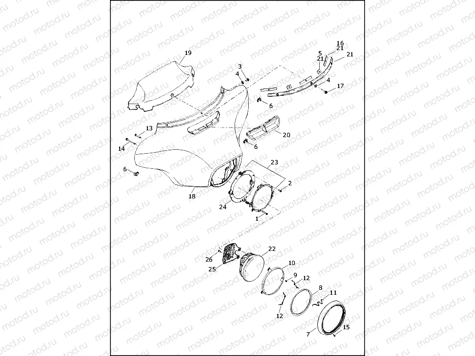 WINDSHIELD, FAIRING AND HEADLAMP (1 of 2)