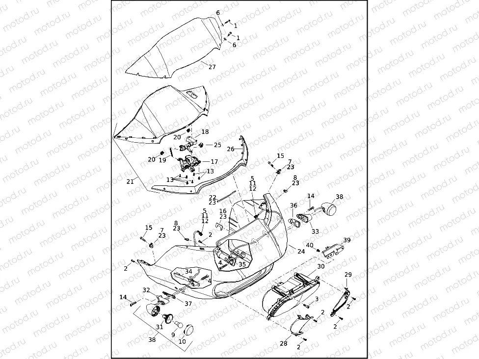 WINDSHIELD, FAIRING AND HEADLAMP - FLTRT (1 OF 2)