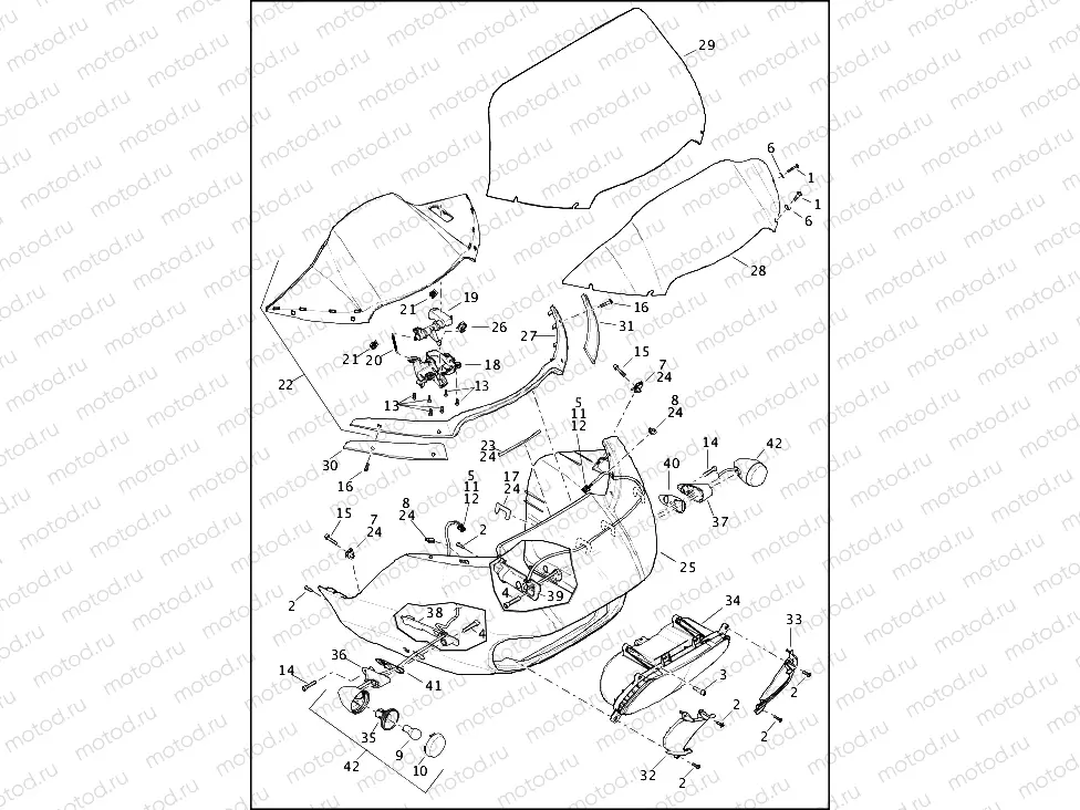 WINDSHIELD, FAIRING AND HEADLAMP - FLTRU, FLTRX AND FLTRXS (1 OF 2)